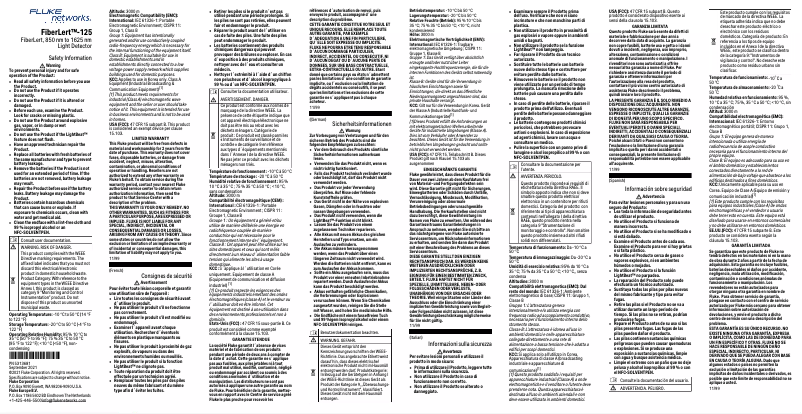 Imagen de la primera página del manual del dispositivo FibertLert-125