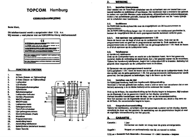 Página 1 del manual Manual de usuario Topcom Hamburg