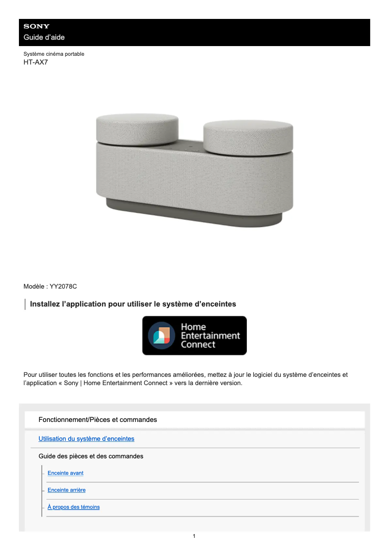 Imagen de la primera página del manual del dispositivo HT-AX7