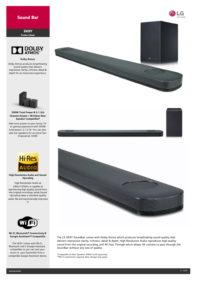 Página nº 1 - Ficha técnica LG SK9Y