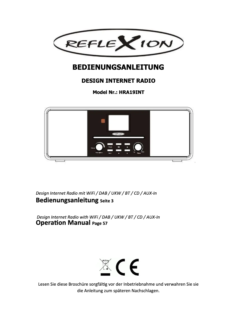 Imagen de la primera página del manual del dispositivo HRA19INT