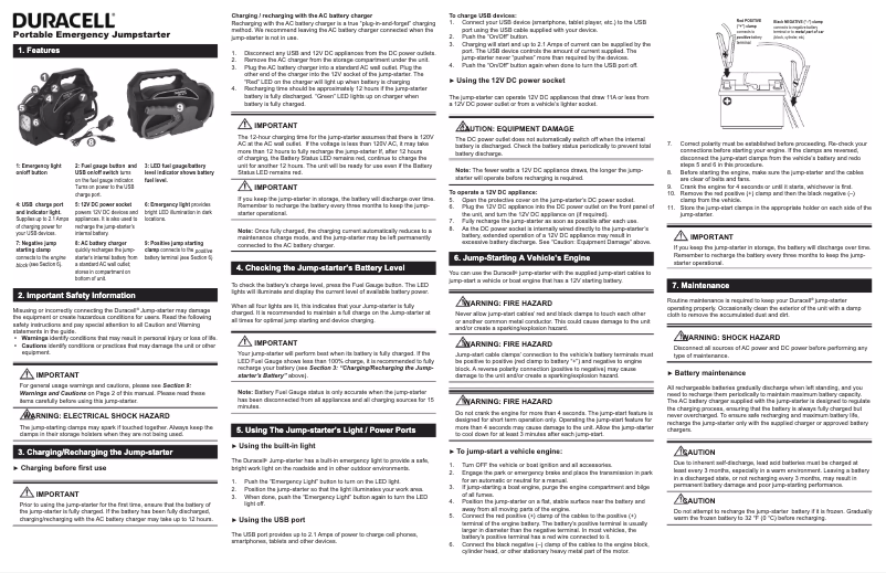 Página 1 del manual Manual de usuario Duracell Jump-Starter 750