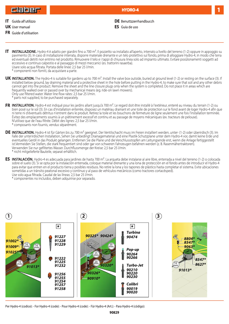 Página nº 1 - Manual de usuario Claber Hydro 4