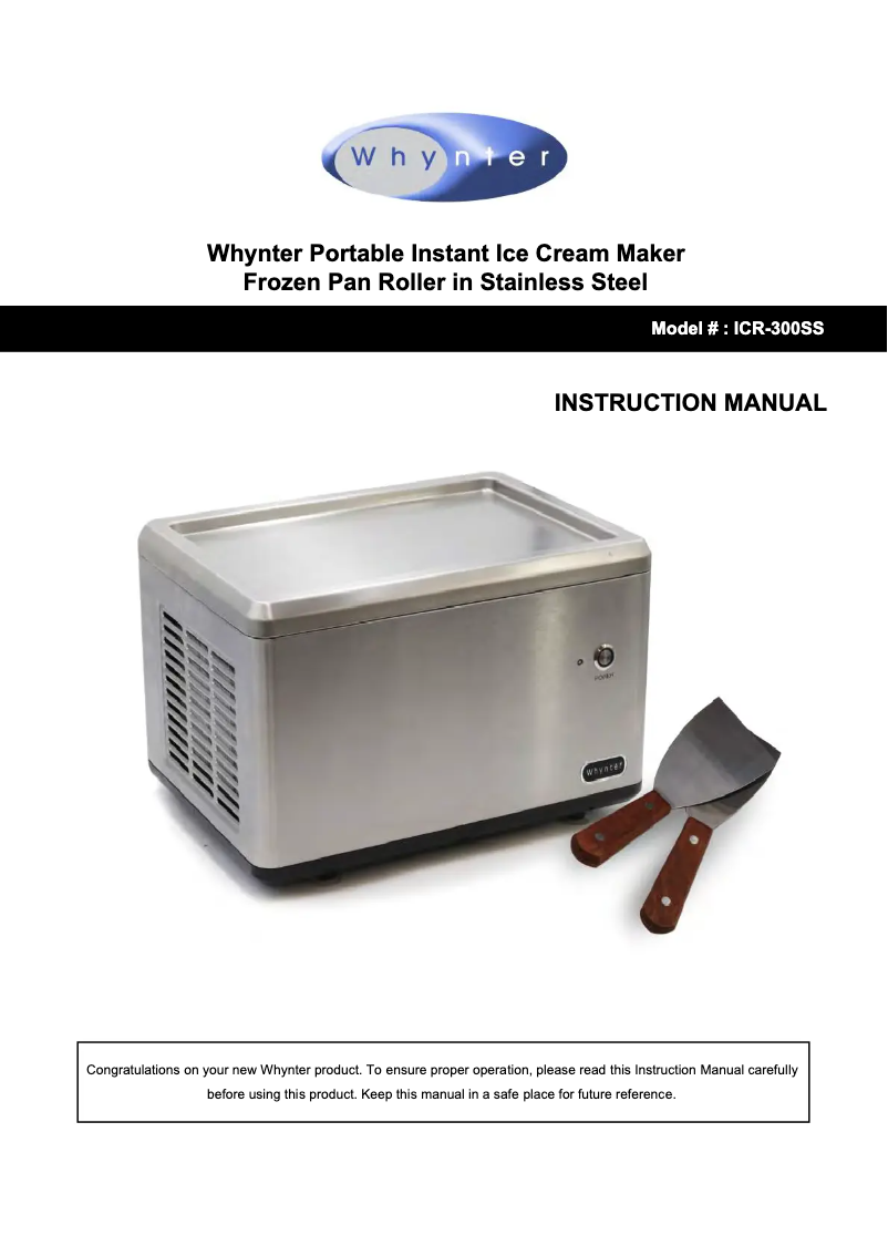 Página 1 del manual Manual de usuario Whynter ICR-300SS