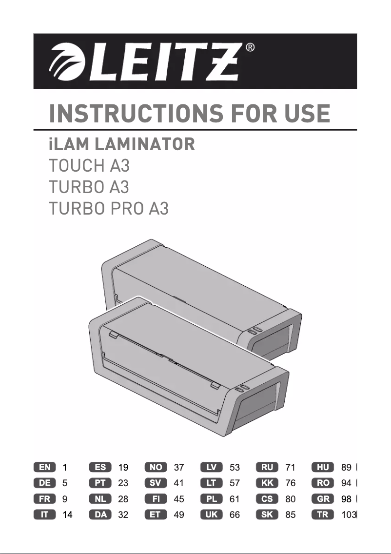 Imagen de la primera página del manual del dispositivo iLAM Touch 2 Turbo A3