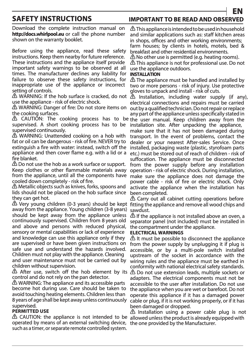 Página 1 del manual Instrucciones / montaje Privileg PC 09S60 AL