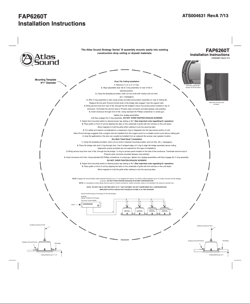 Página 1 del manual Guía de instalación Atlas Sound FAP6260T
