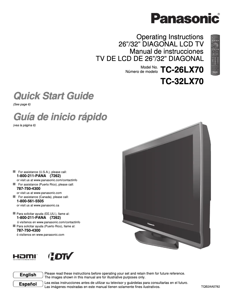 Imagen de la primera página del manual del dispositivo TC-32LX70