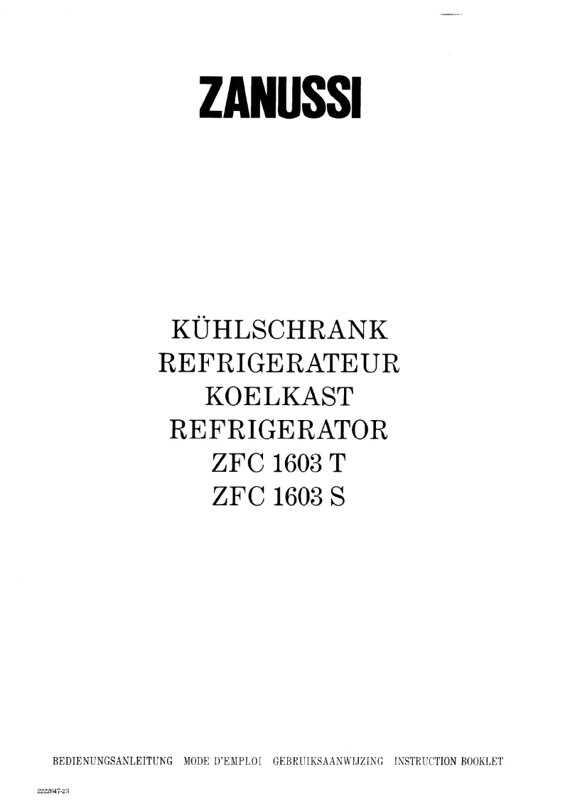 Página nº 1 - Manual de usuario Zanussi ZFC 1603 t