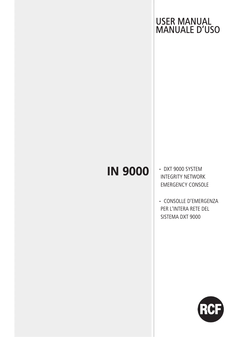 Página nº 1 - Manual de usuario RCF IN 9000
