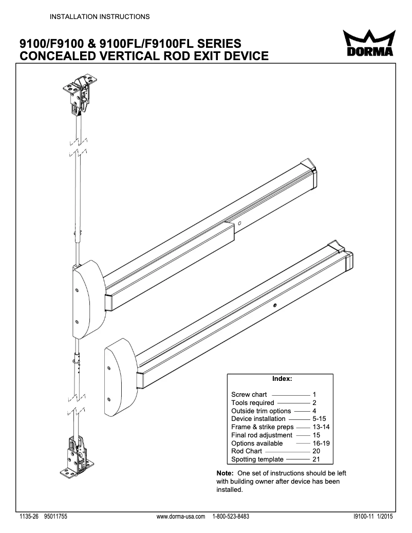 Página 1 del manual Manual de usuario Dormakaba 9100