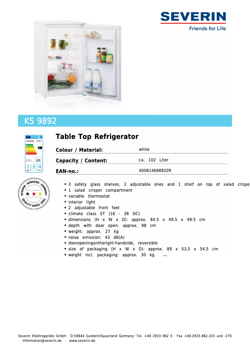 Imagen de la primera página del manual del dispositivo KS 9892