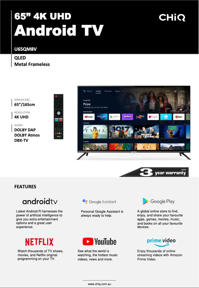 Imagen de la primera página del manual del dispositivo U65QM8V