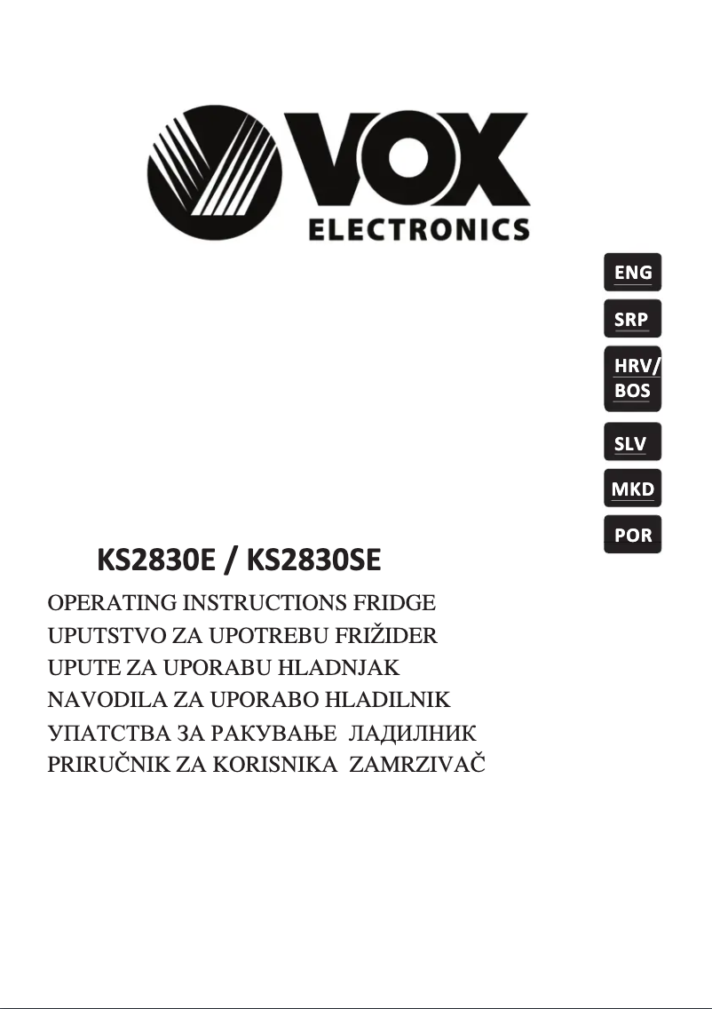 Página 1 del manual Manual de usuario VOX KS2830E