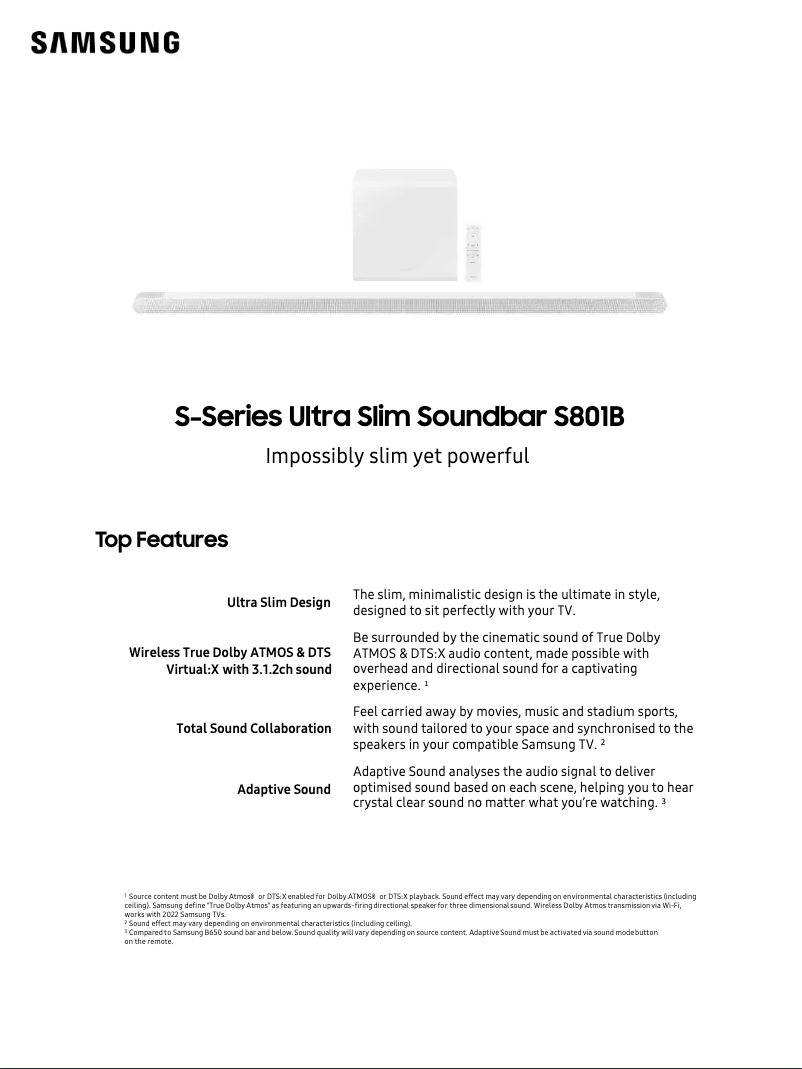 Imagen de la primera página del manual del dispositivo HW-S801B
