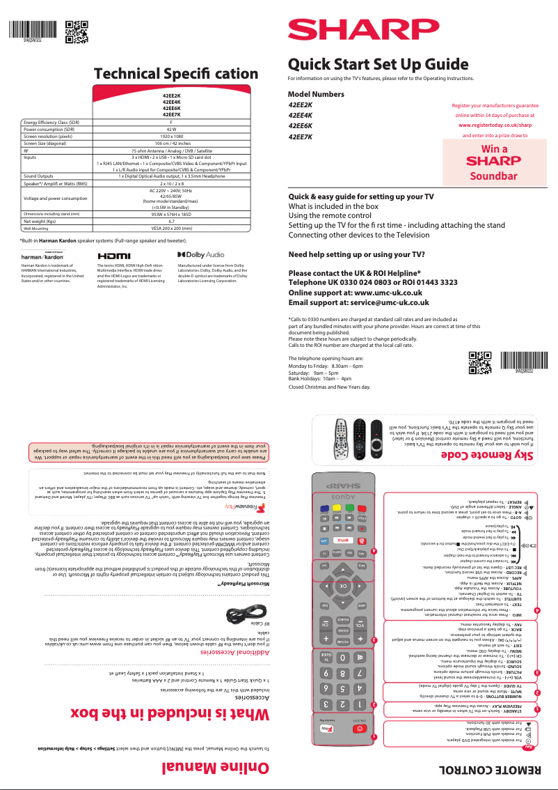 Página 1 del manual Guía de inicio rápido Sharp 42EE4K