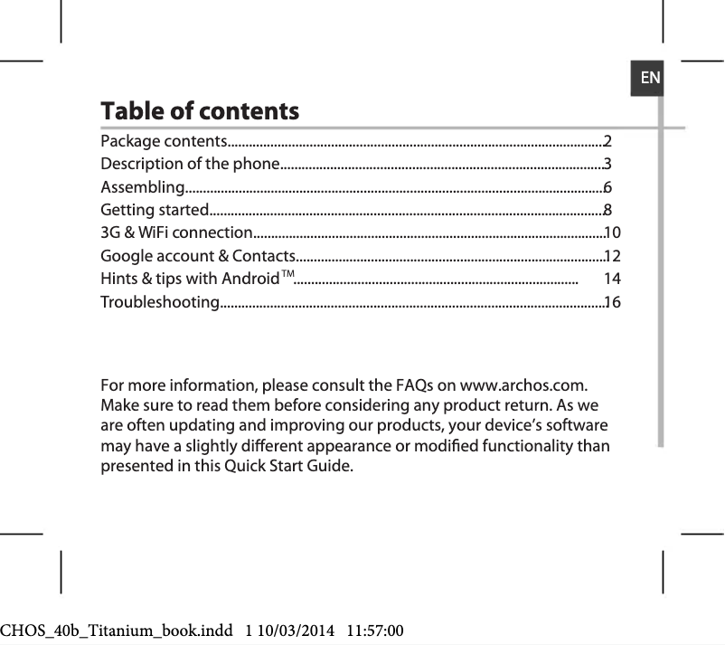 Imagen de la primera página del manual del dispositivo 40b Titanium Surround