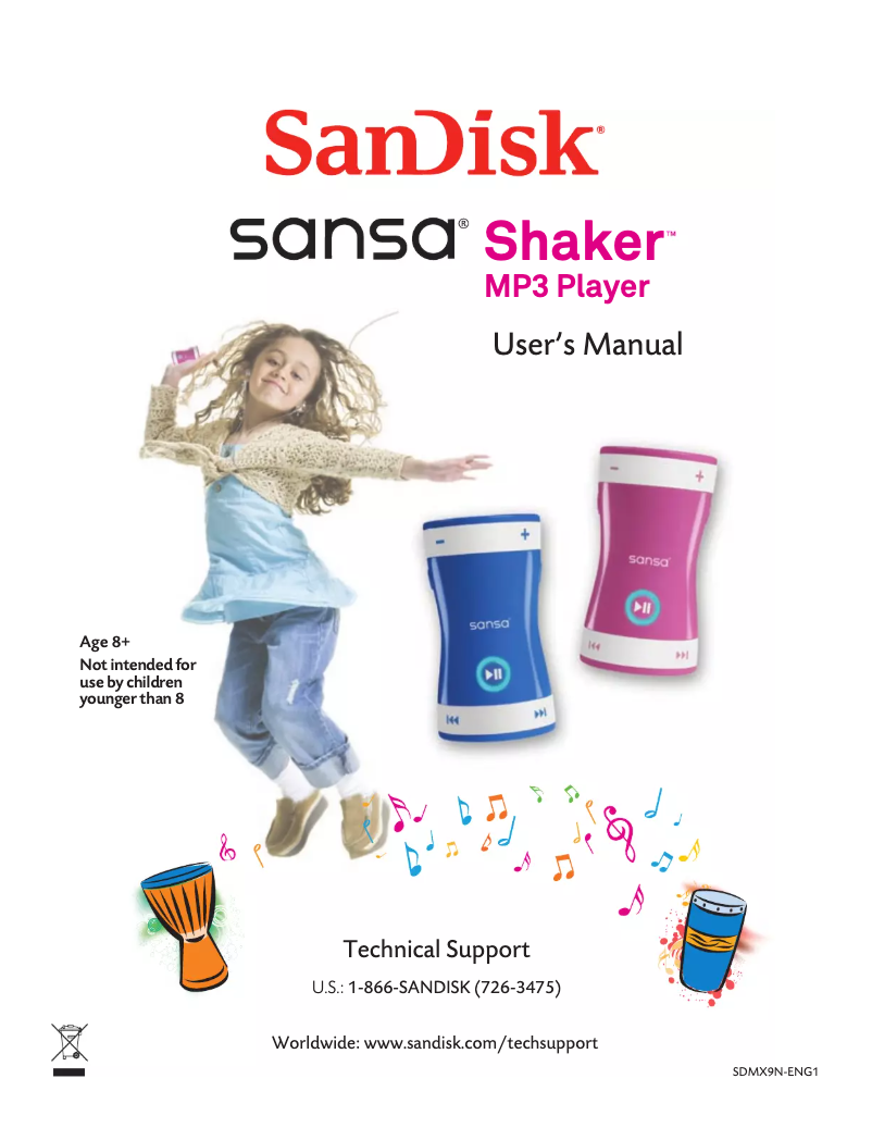 Imagen de la primera página del manual del dispositivo Sansa Shaker