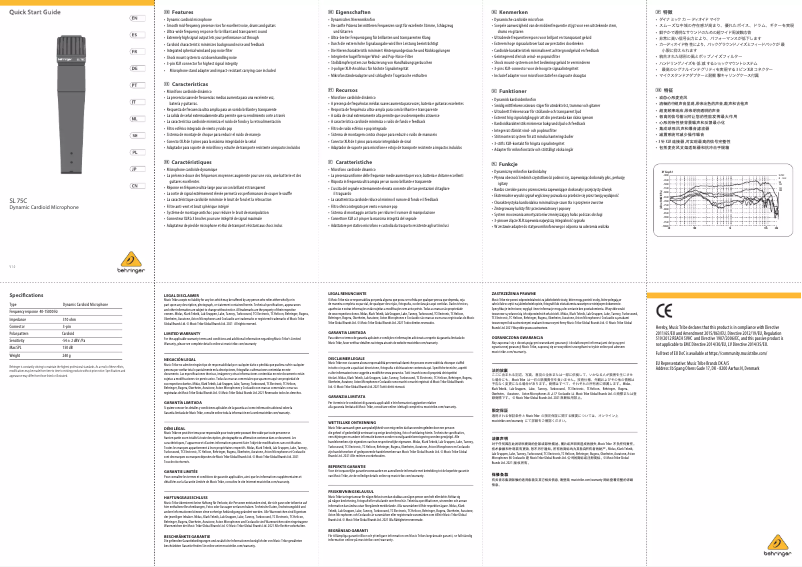 Imagen de la primera página del manual del dispositivo SL 75C
