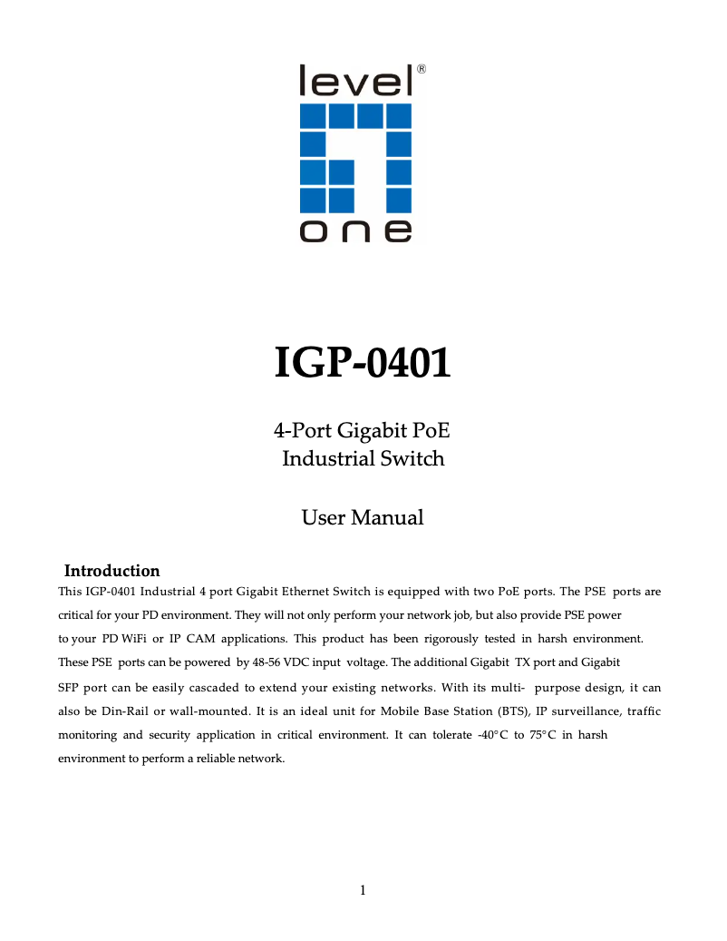 Imagen de la primera página del manual del dispositivo IGP-0401