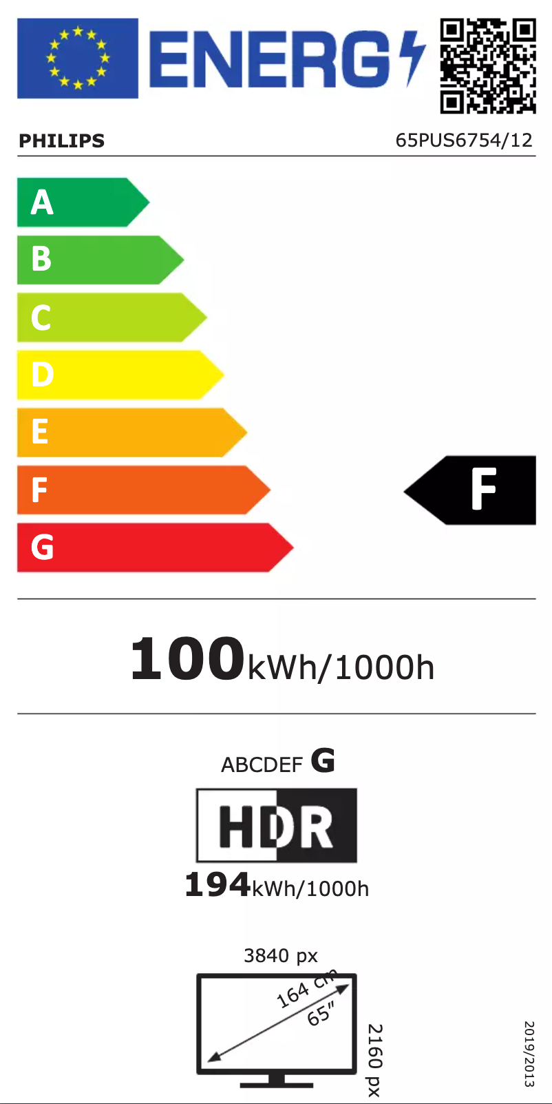 Página 1 del manual Etiqueta energética Philips 65PUS6754