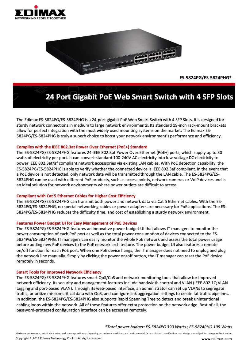 Imagen de la primera página del manual del dispositivo ES-5824PG