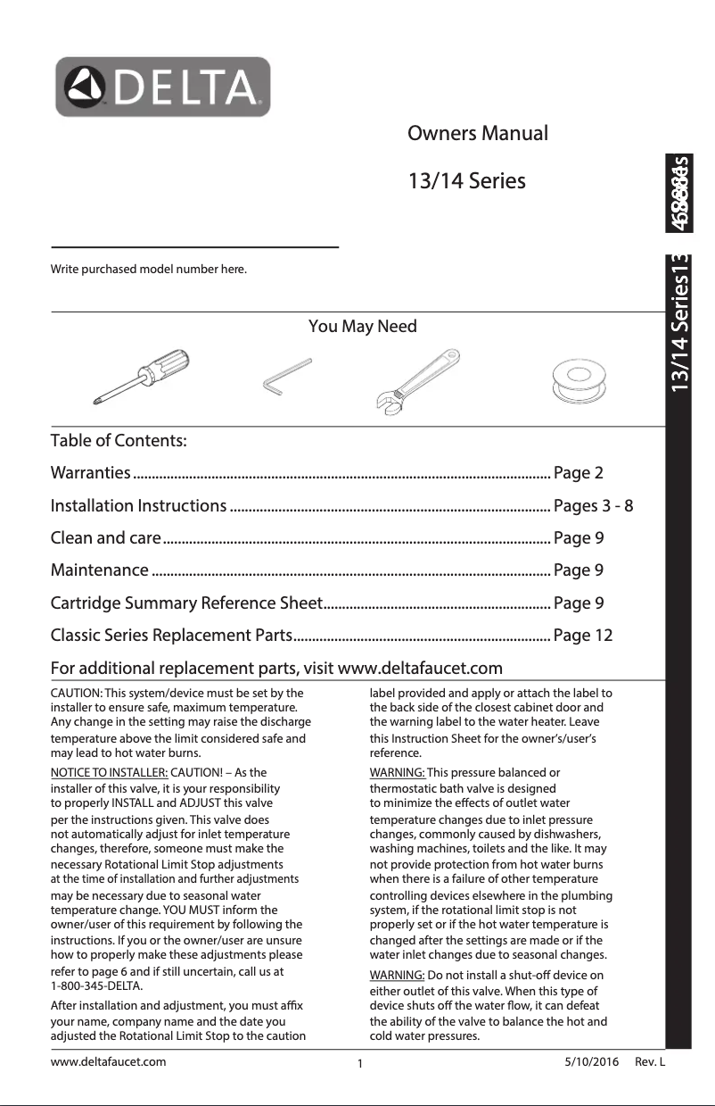 Página 1 del manual Manual de usuario Delta T14259