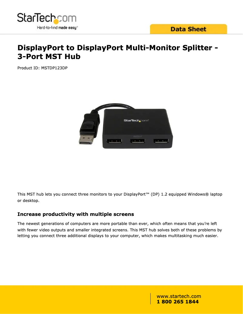 Imagen de la primera página del manual del dispositivo MSTDP123DP