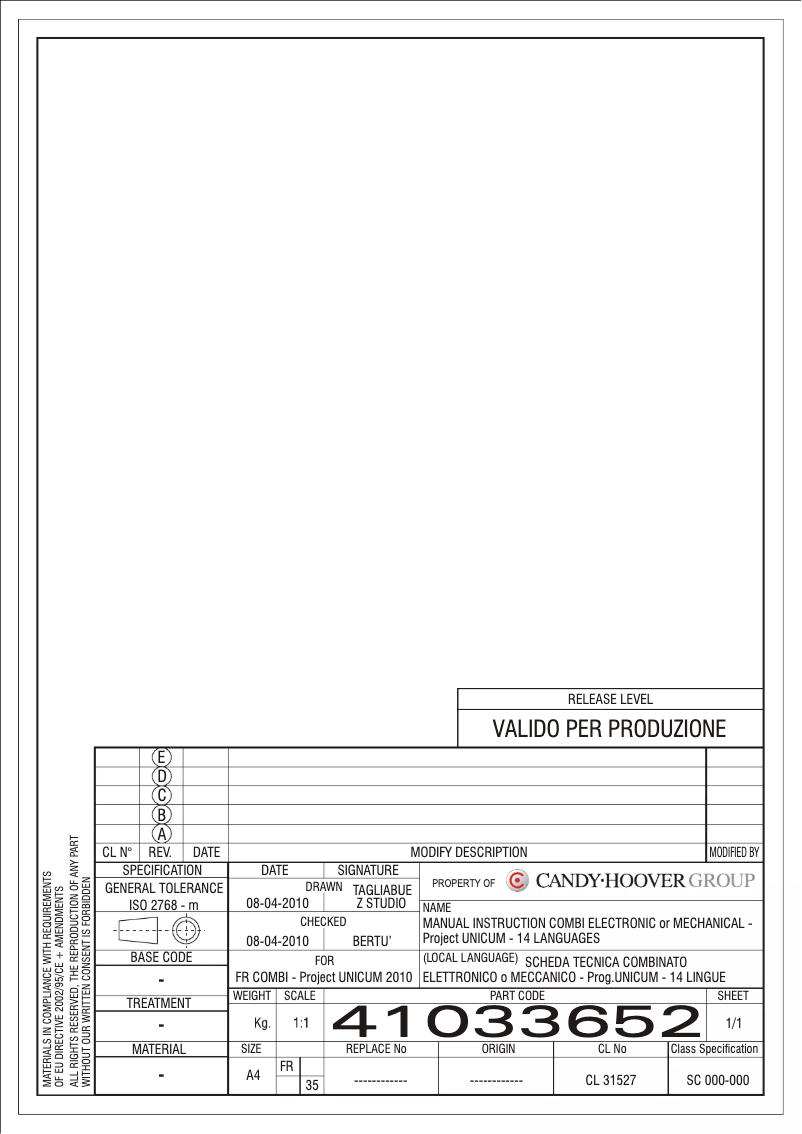 Página 1 del manual Manual de usuario Candy CRCS 6182 XE