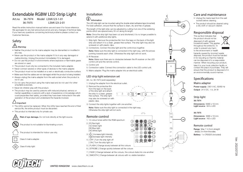 Página 1 del manual Manual de usuario Cotech LS9A123-1-01