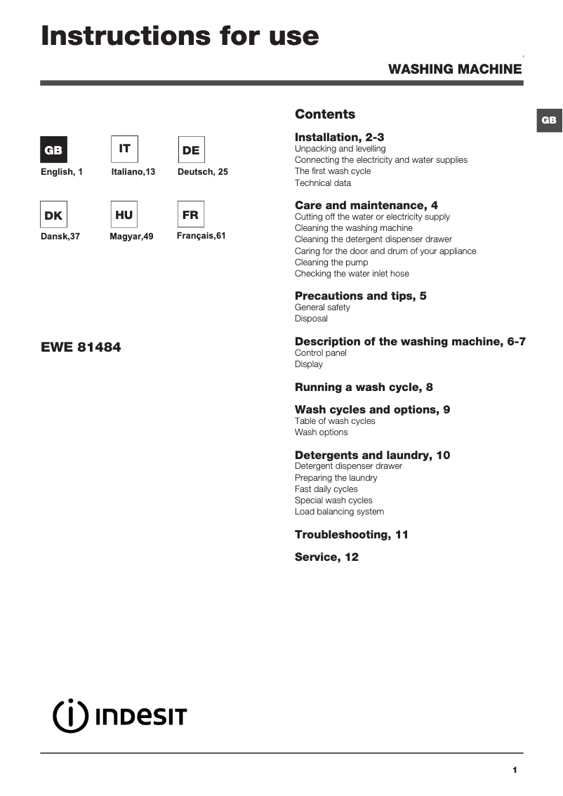 Imagen de la primera página del manual del dispositivo EWE 81484 B EU