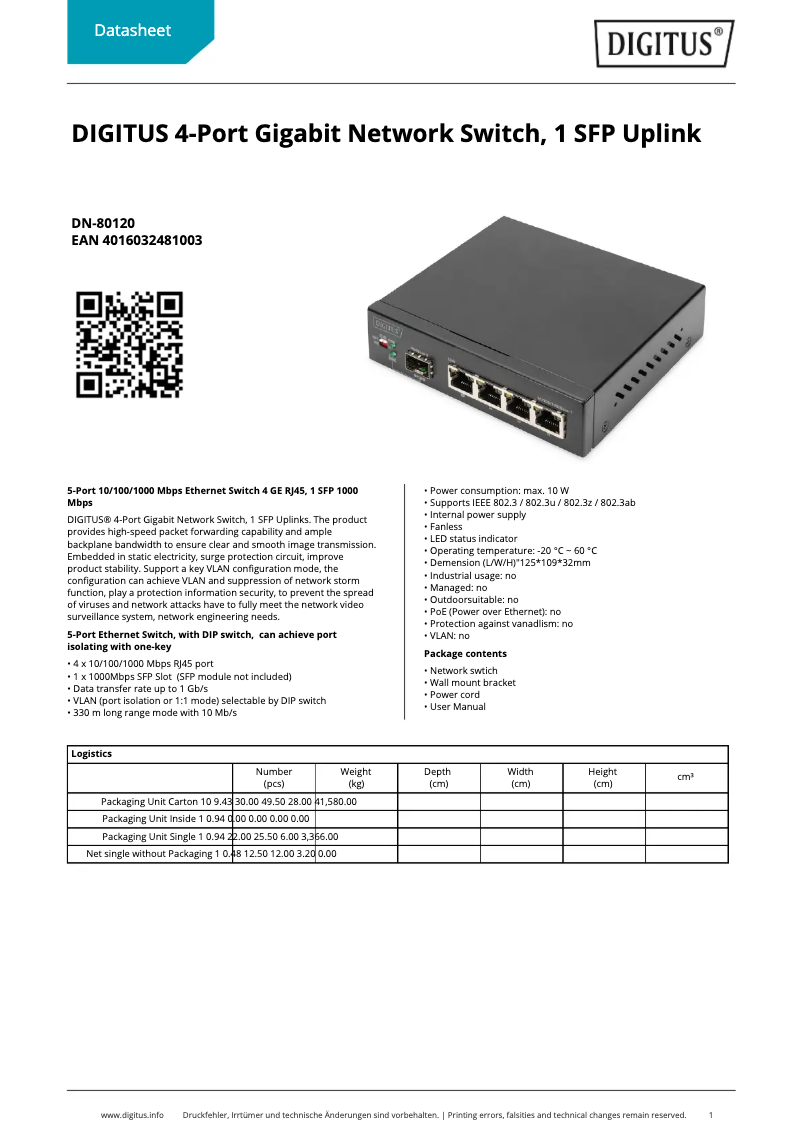 Imagen de la primera página del manual del dispositivo DN-80120