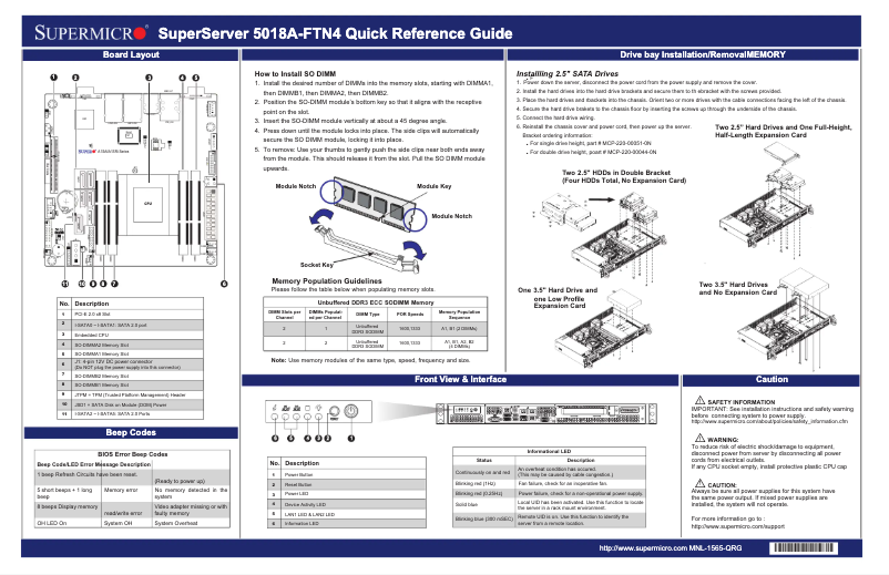 Página nº 1 - Guía de inicio rápido Supermicro SuperServer 5018A-FTN4