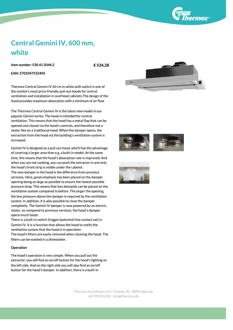 Página 1 del manual Ficha técnica Thermex Central Gemini IV