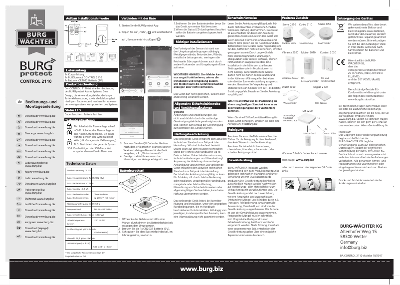 Página 1 del manual Manual de usuario Burg Wächter Control 2110