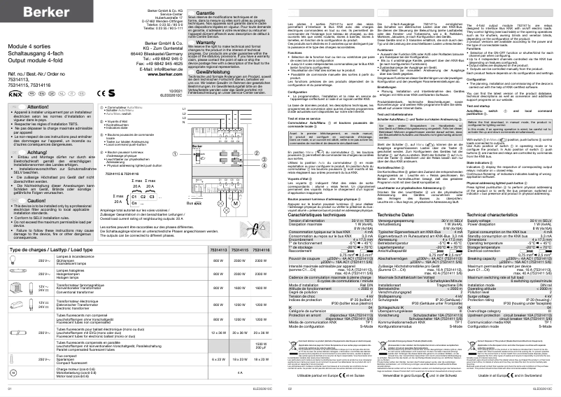 Página 1 del manual Manual de usuario Berker 75314115
