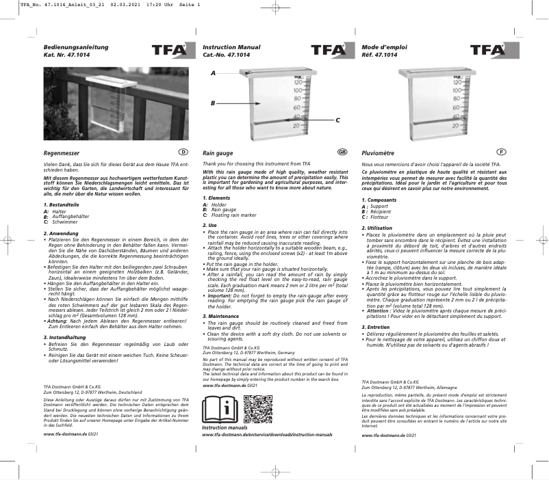 Página nº 1 - Manual de usuario TFA 47.1014