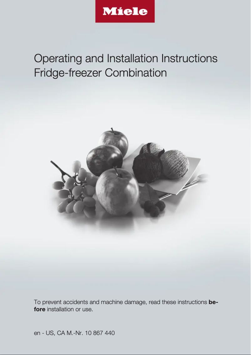 Página 1 del manual Guía de instalación Miele KFN 13923 DE