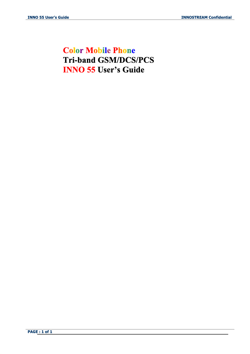 Página nº 1 - Manual de usuario Innostream INNO 55