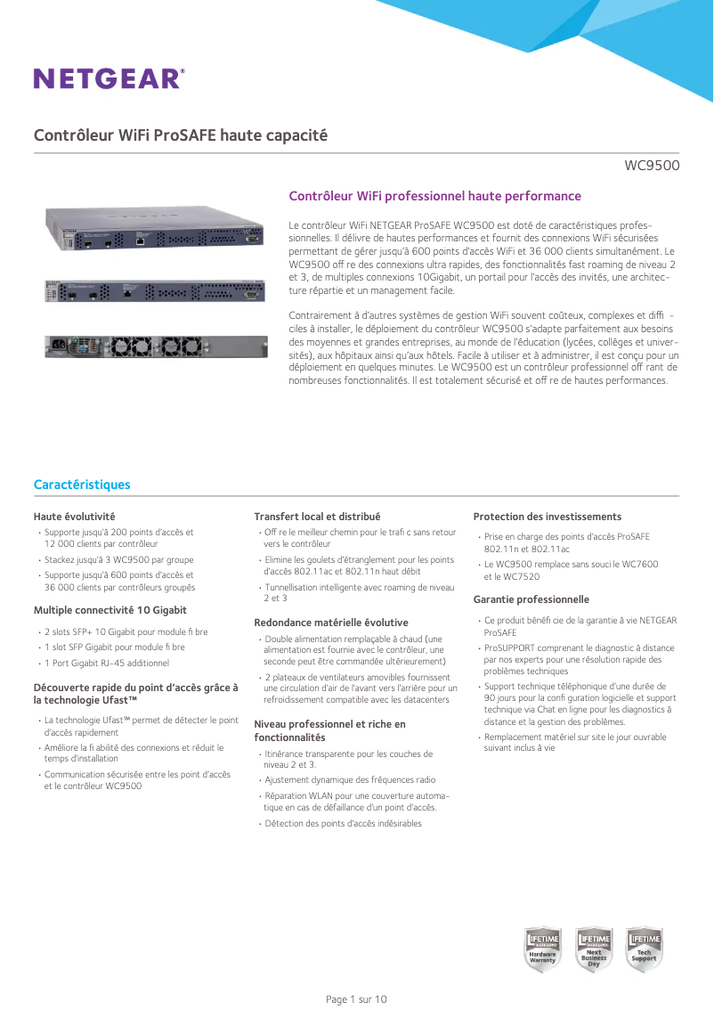 Página nº 1 - Ficha técnica Netgear ProSafe WC9500