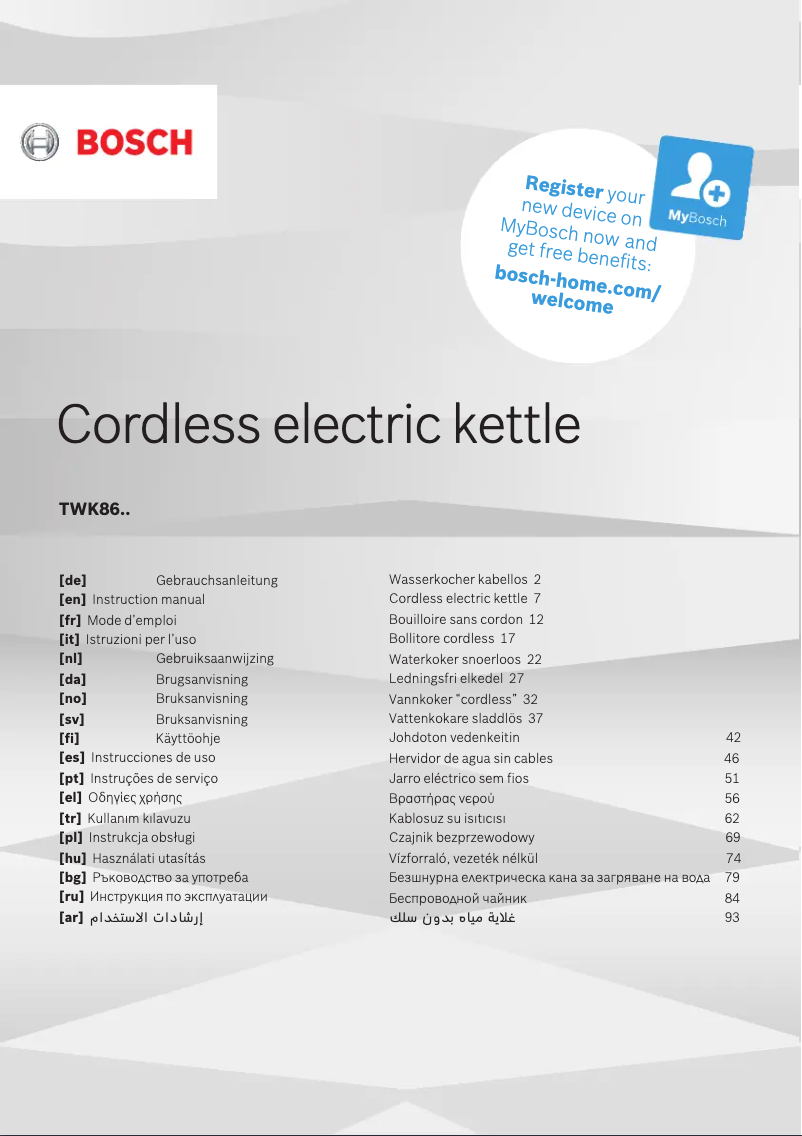 Página 1 del manual Manual de usuario Bosch TWK8612P