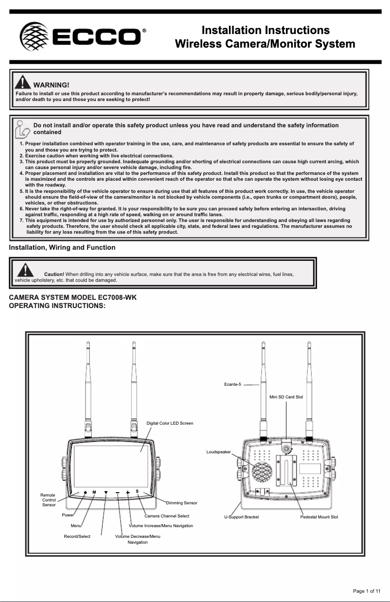 Imagen de la primera página del manual del dispositivo EC7008