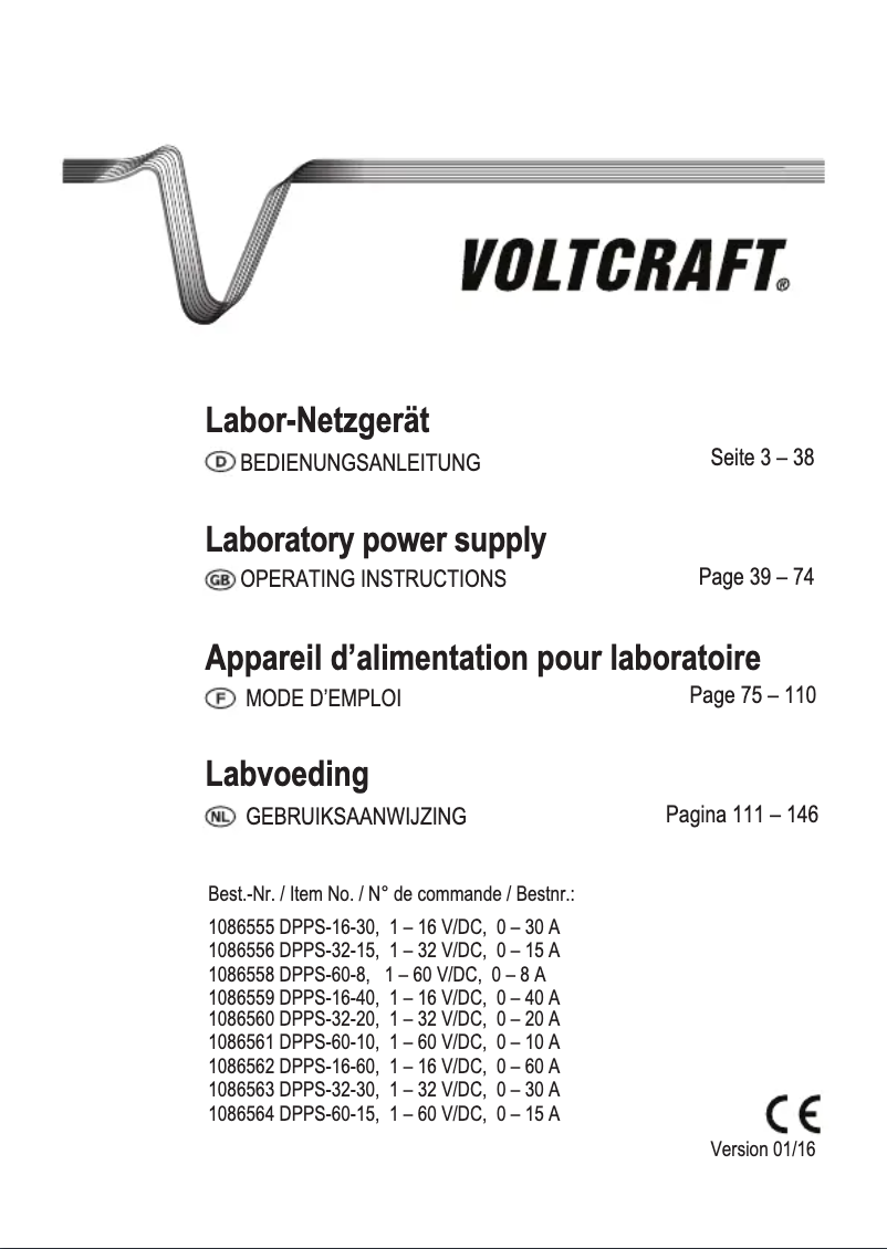 Página 1 del manual Manual de usuario Voltcraft DPPS-60-15