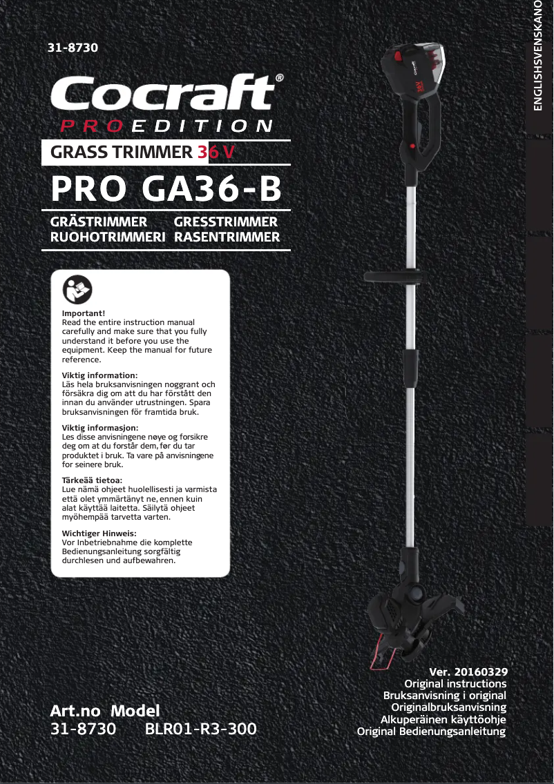 Imagen de la primera página del manual del dispositivo PRO Edition GA36-B