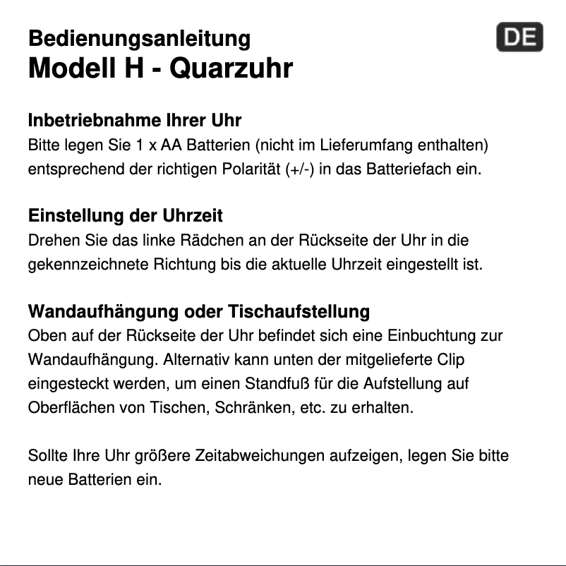 Página 1 del manual Manual de usuario Techno Line Modell H