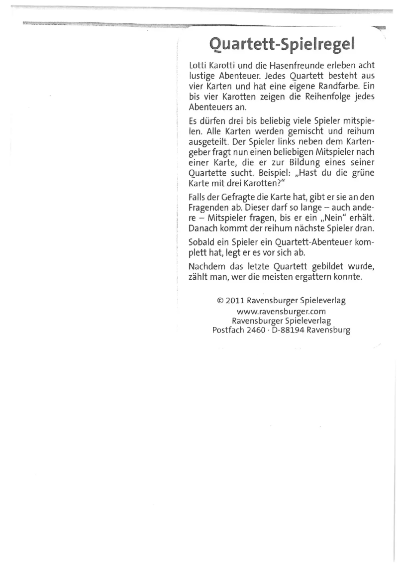 Imagen de la primera página del manual del dispositivo Quartett