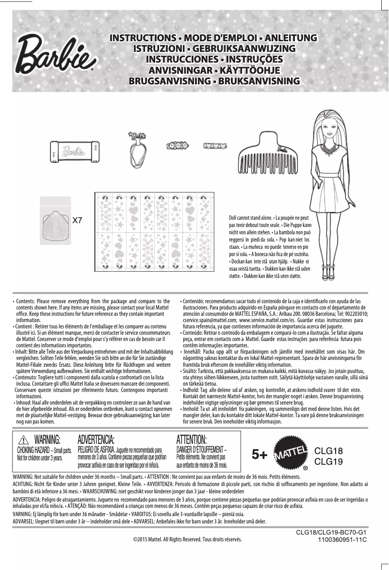 Página 1 del manual Manual de usuario Mattel Barbie Glitter Hair