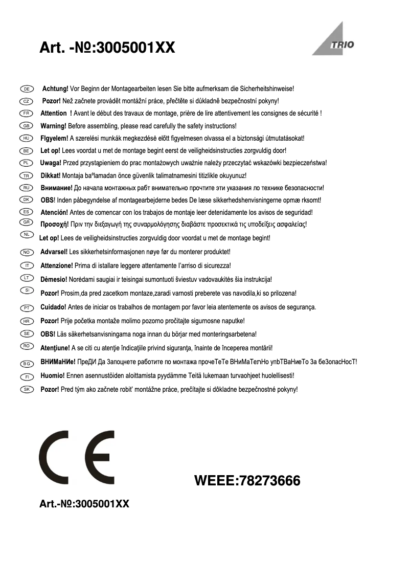Imagen de la primera página del manual del dispositivo Jasper 300500104