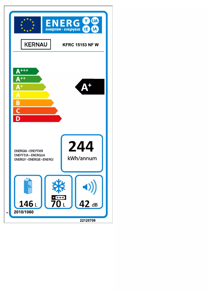 Página 1 del manual Etiqueta energética Kernau KFRC 15153 NF W