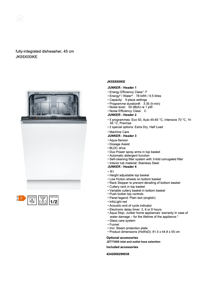 Imagen de la primera página del manual del dispositivo JK55X00IKE
